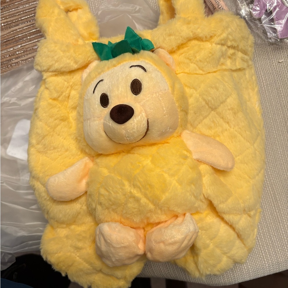 Yellow Plush Pineapple Bear Backpack nwot